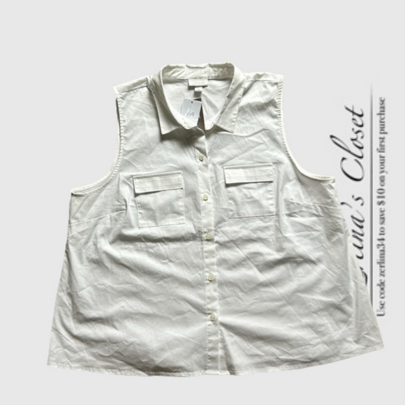 NWT J. Jill White Stretch Sleeveless Blouse XL Petite - Picture 8 of 8